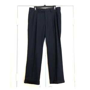 MENS RALPH LAUREN CUFFED PLEATED NAVY DRESS PANTS